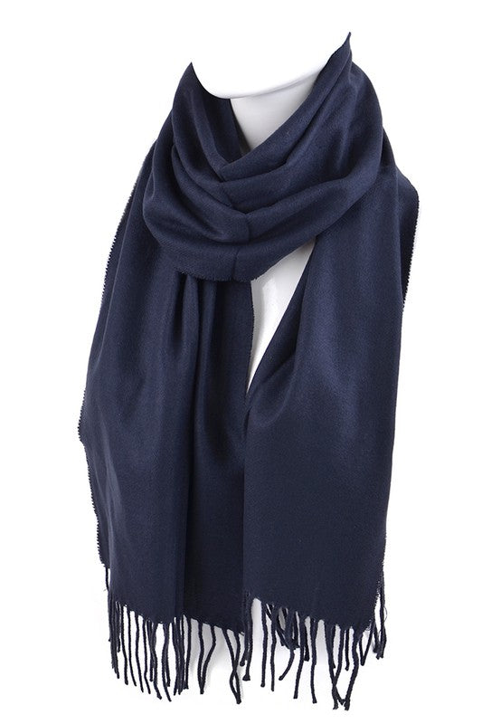 Unisex Solid Cashmere Scarfs with Tassels