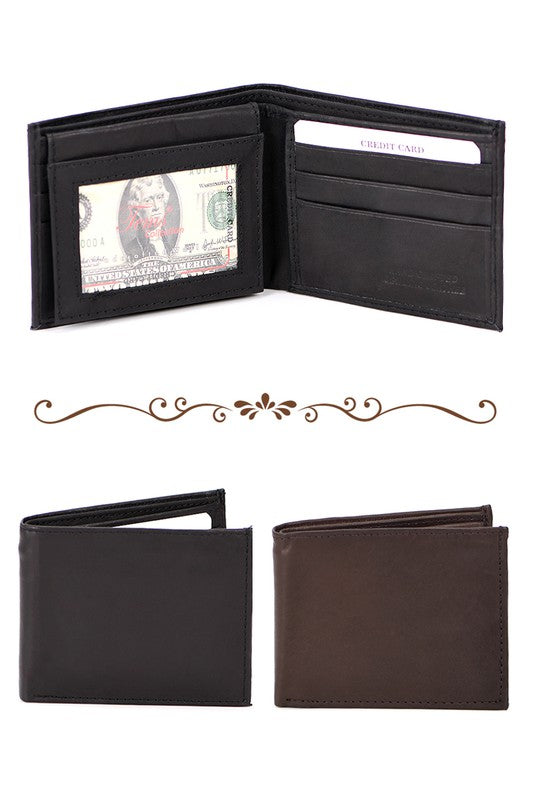 Genuine Leather Bi-Fold Wallet