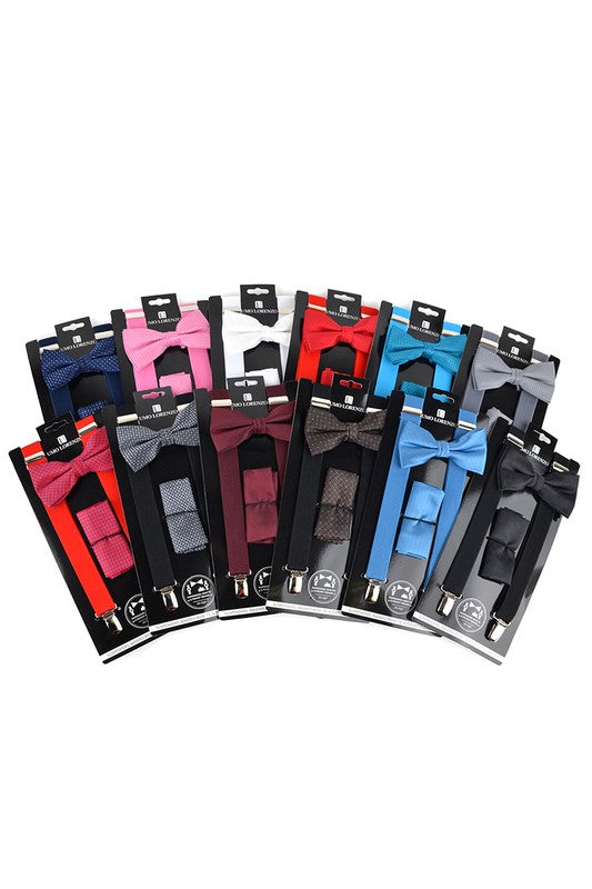 3 Piece Suspender, Bow Tie and Hanky Set
