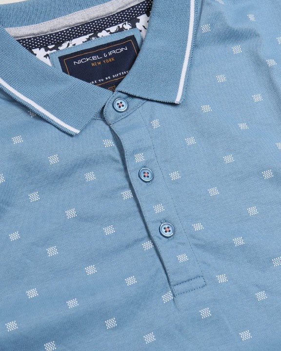 Flat Knit Print Polo Shirt
