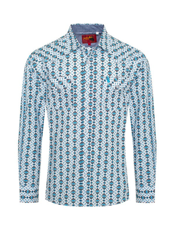 Long Sleeve Pearl Snap Aztec Shirt