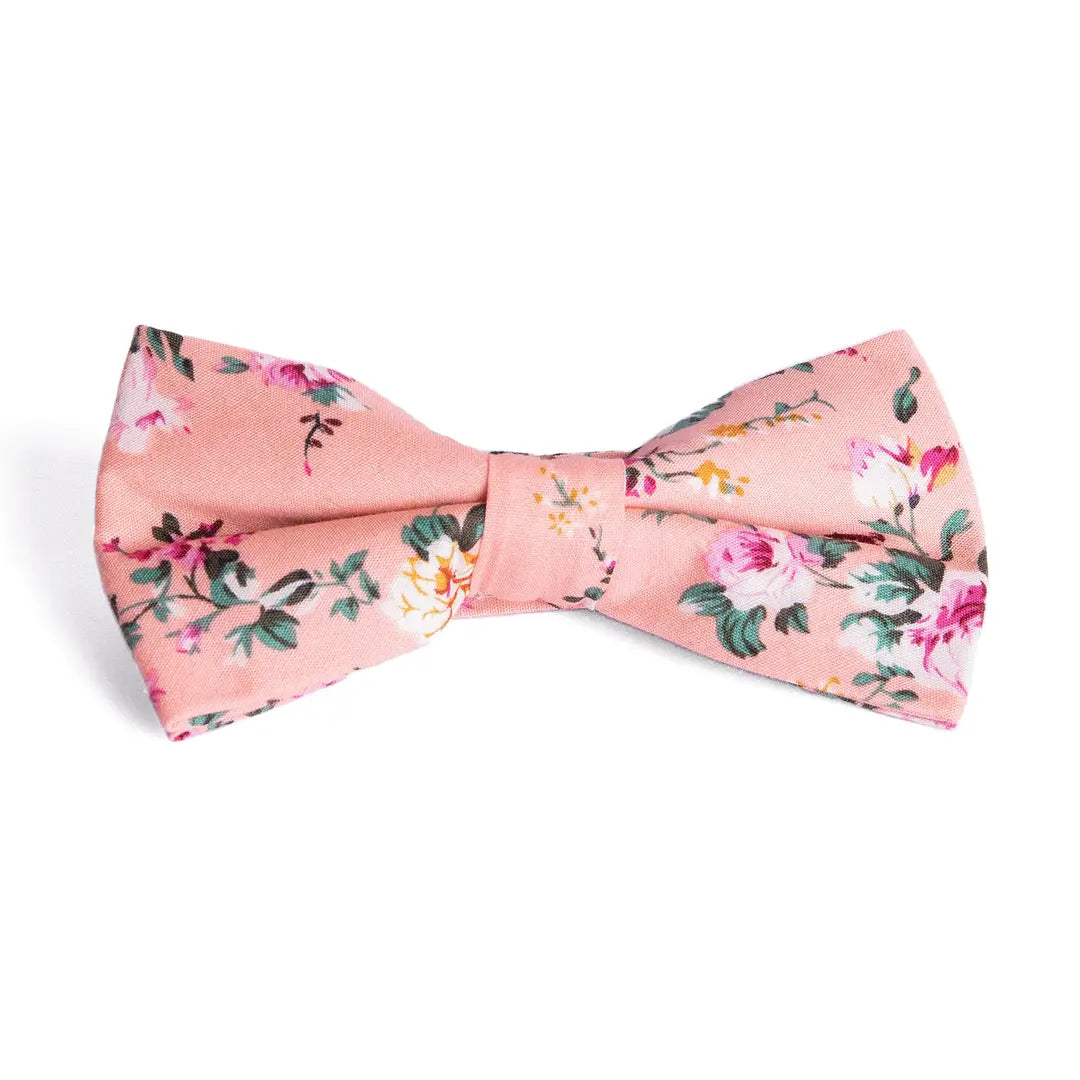Pretied Floral Bow Tie with Adjustable Back