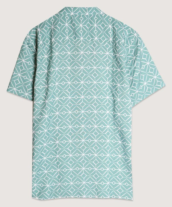 Short Sleeve Button Down Print Camp Shirt Regular Fit