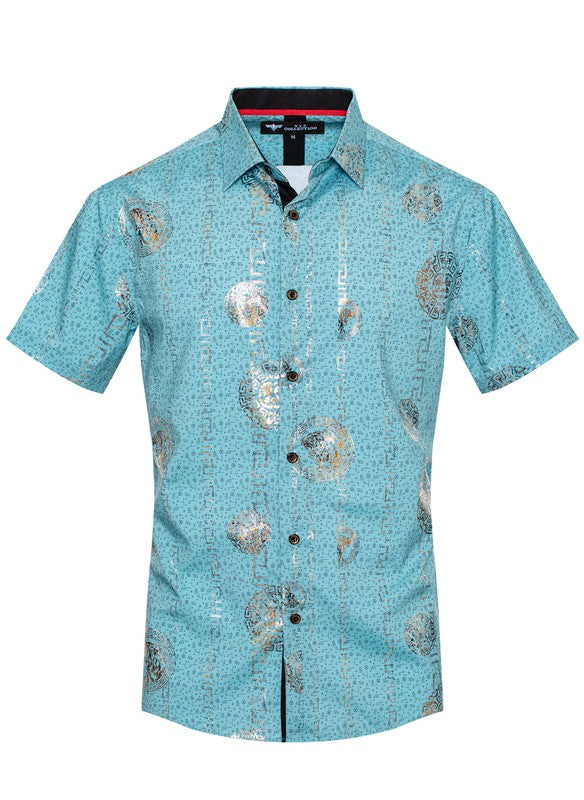 Short Sleeve Button Down Print Shirt