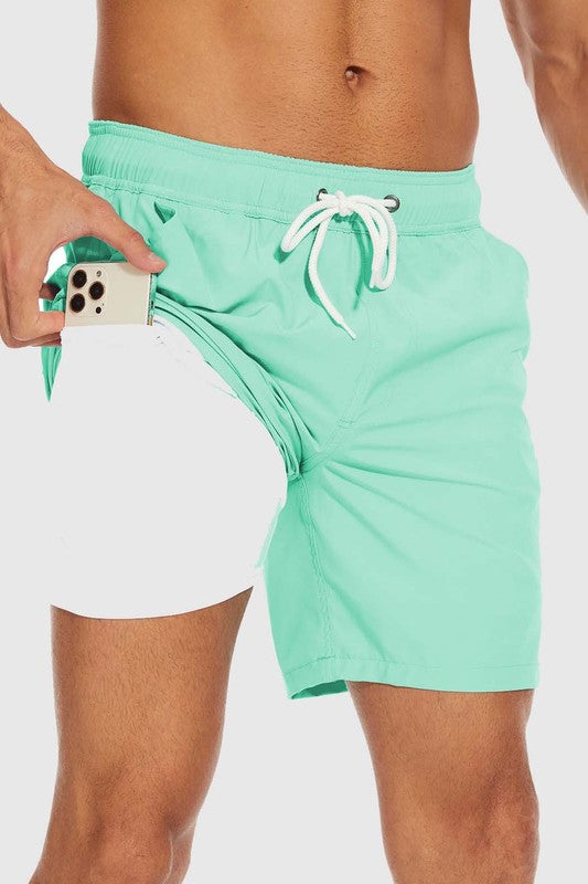 Breathable Quick Dry Swim Trunks with Compression Liner