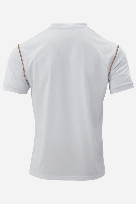 Casual Solid Short Sleeve Breathable Henley Shirt