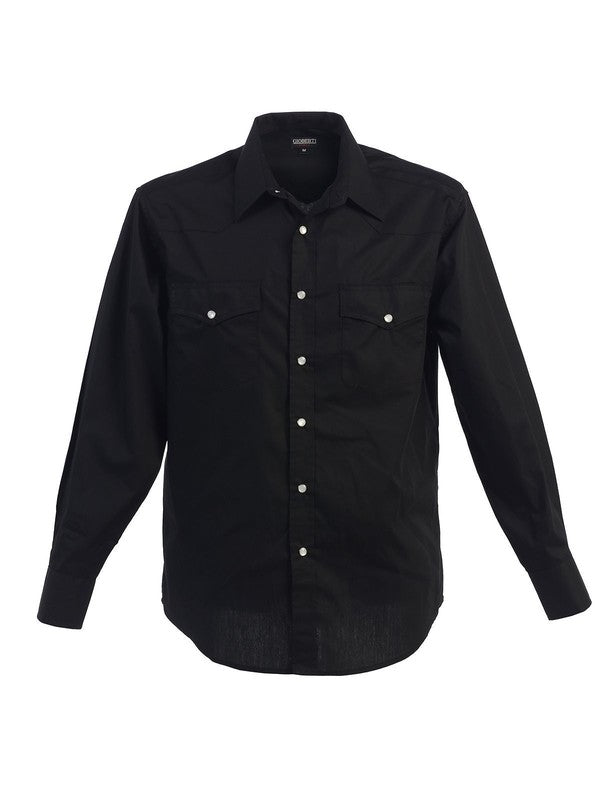 Long Sleeve Pearl Snap Solid Shirt