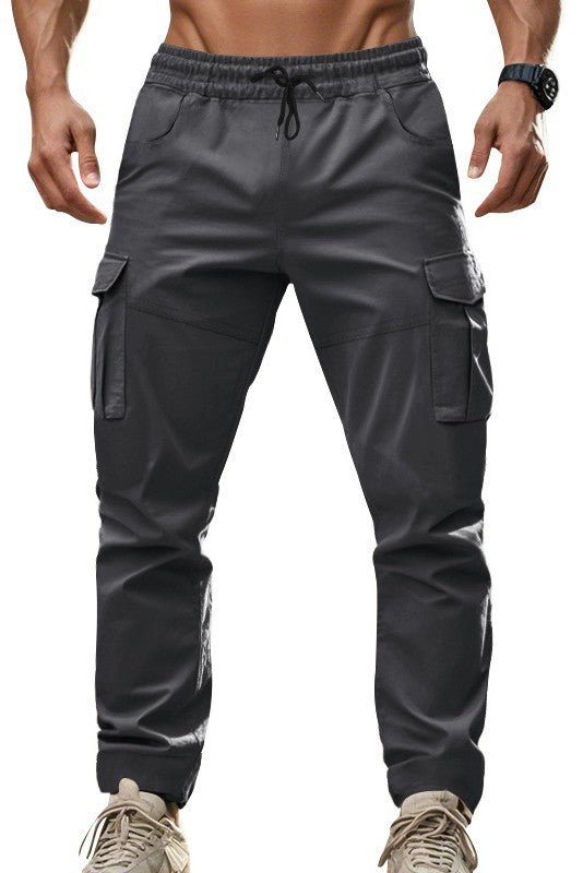 Men's Drawstring Multi Pocket Sports Cargo Pants