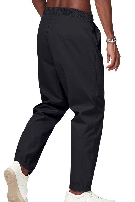 Soft Breathable Drawstring Elastic Waist Solid Loose Athletic Pants