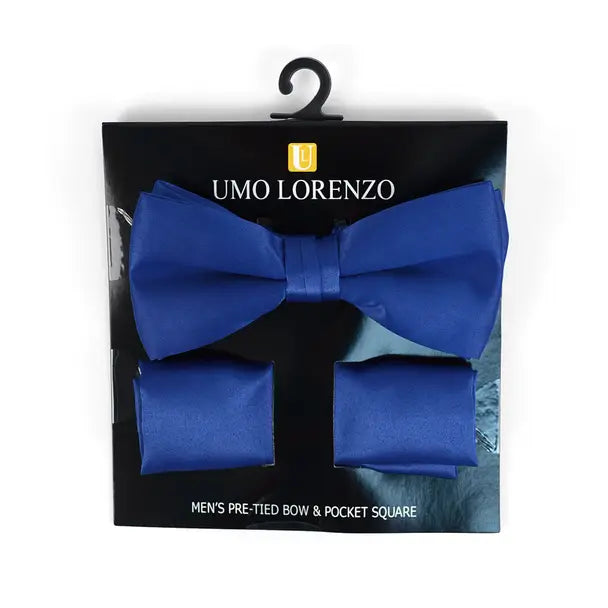 100% Poly Satin Men's Banded Bow Tie and Hanky Set