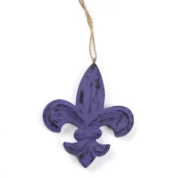 Carved Fleur Ornament Antique Purple 3.5x4