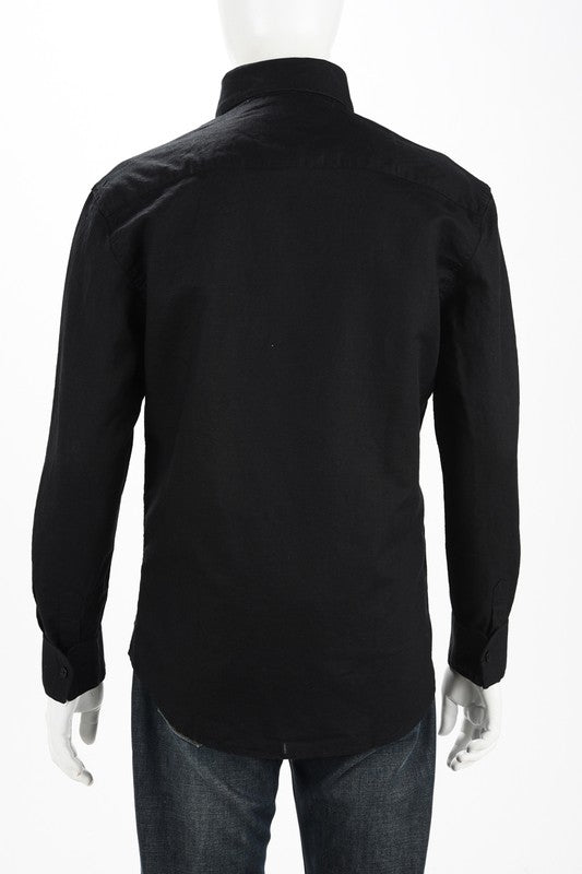 Long Sleeve Solid Button Down Dress Shirt