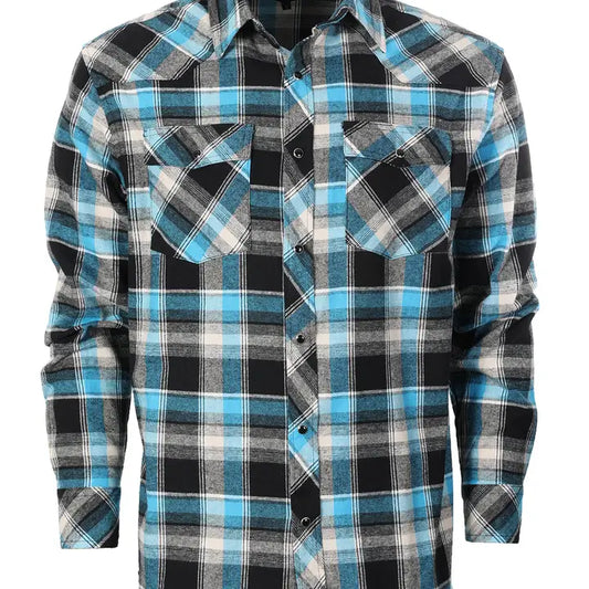Long Sleeve Shrink Resistant Flannel Western Button Down Shirt