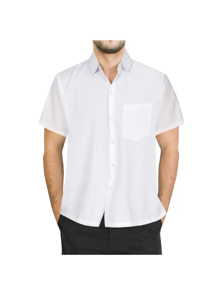 Solid Rayon Blend Relax Fit Button Down Shirt