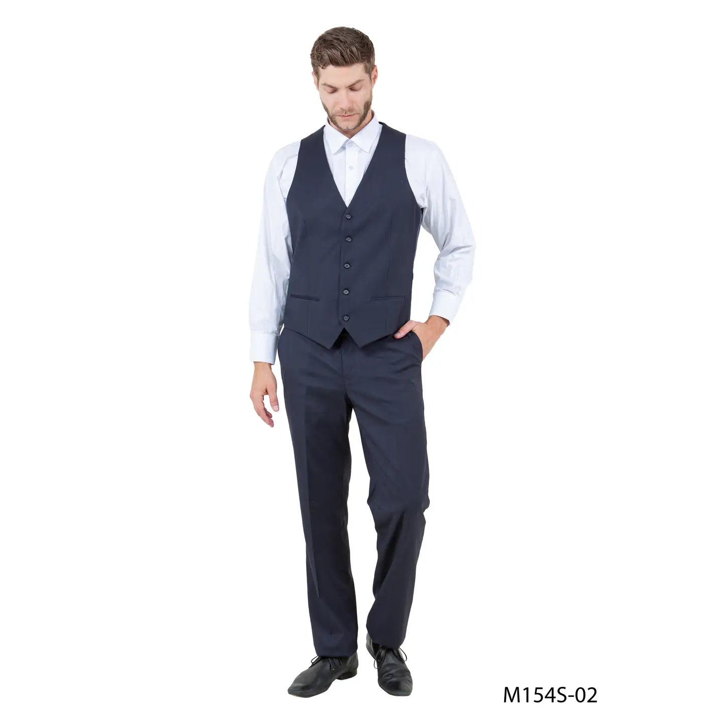 Long Modern Slim Fit Flat Front Dress Pants with Pockets