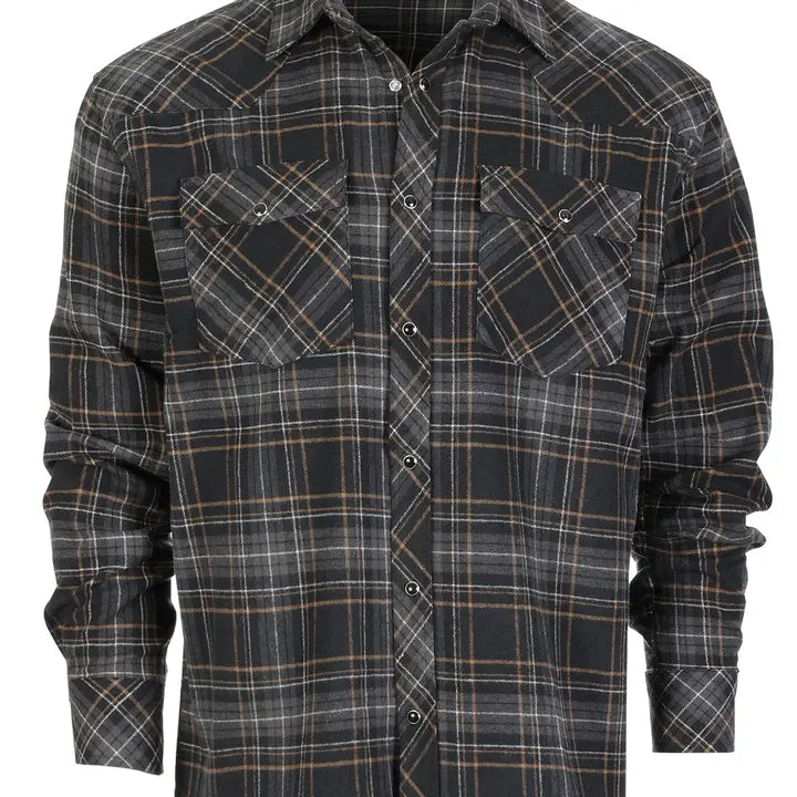 Long Sleeve Shrink Resistant Flannel Western Button Down Shirt