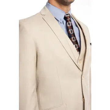 Regular Slim Fit Solid Sharkskin Suit Jacket with Front Button Closure