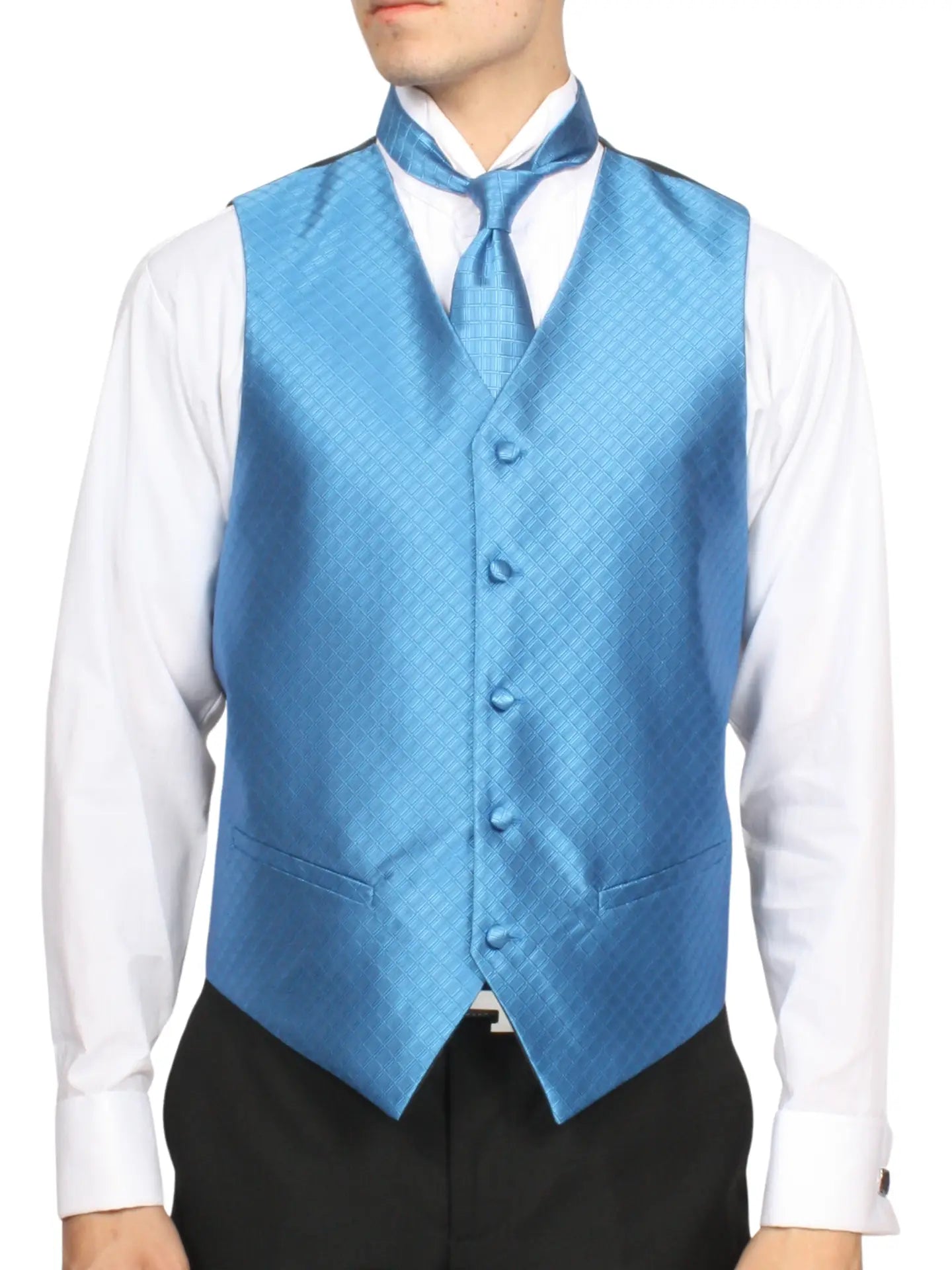 Men's Pattern Vest with Adjustable Back and Button Front Closure