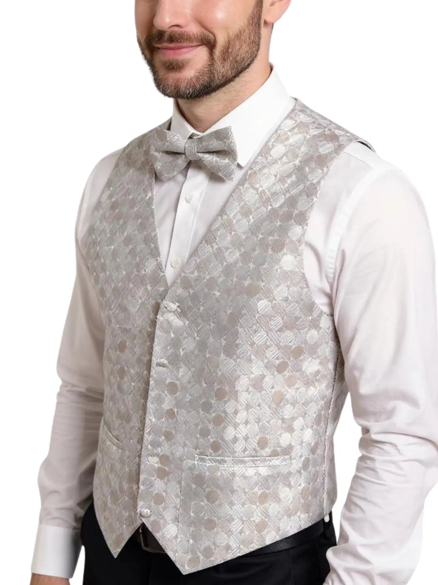 Men's Pattern Vest with Adjustable Back and Button Front Closure