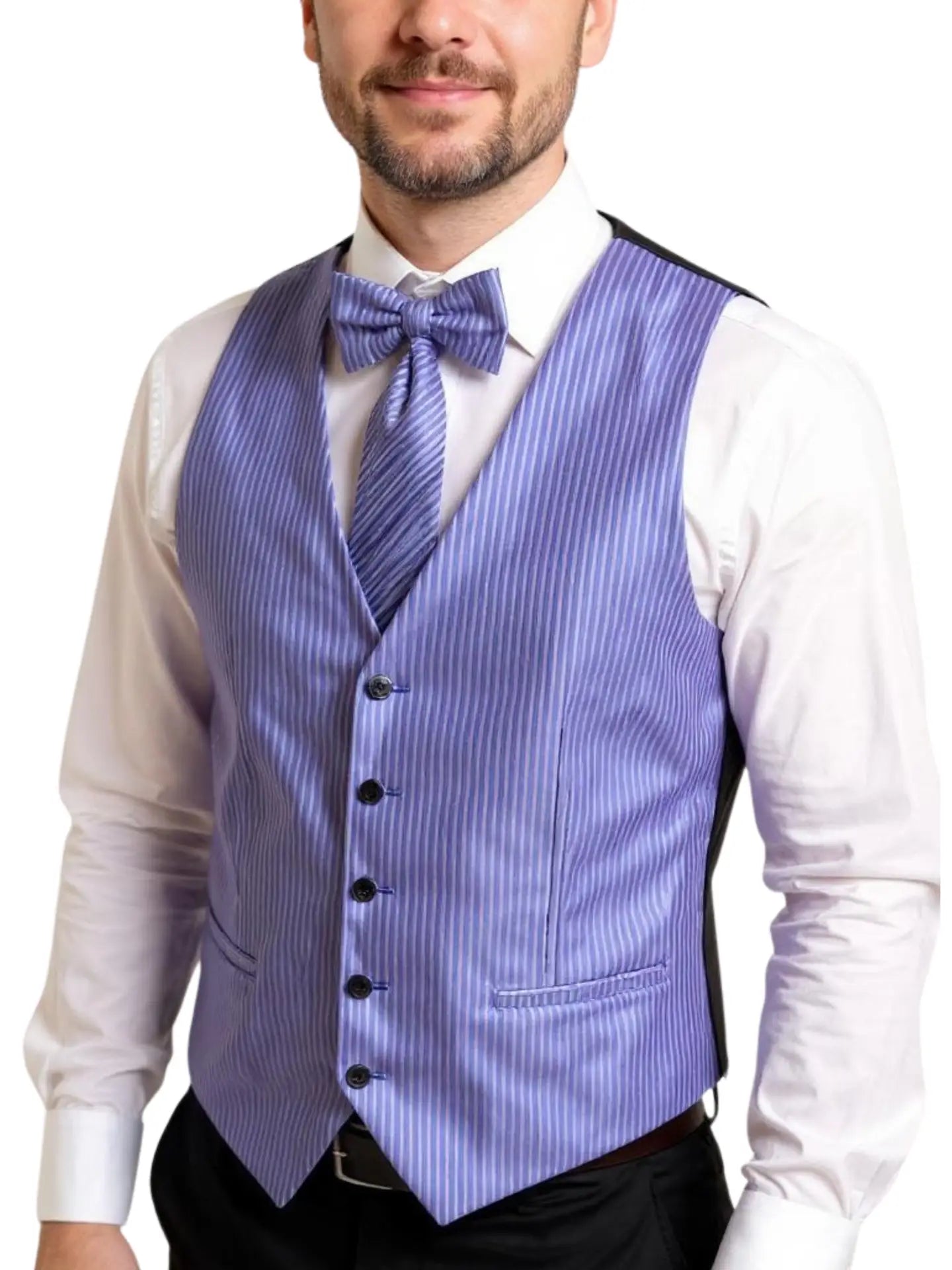 Stripped Men's Vest with Adjustable Back and Button Down Front