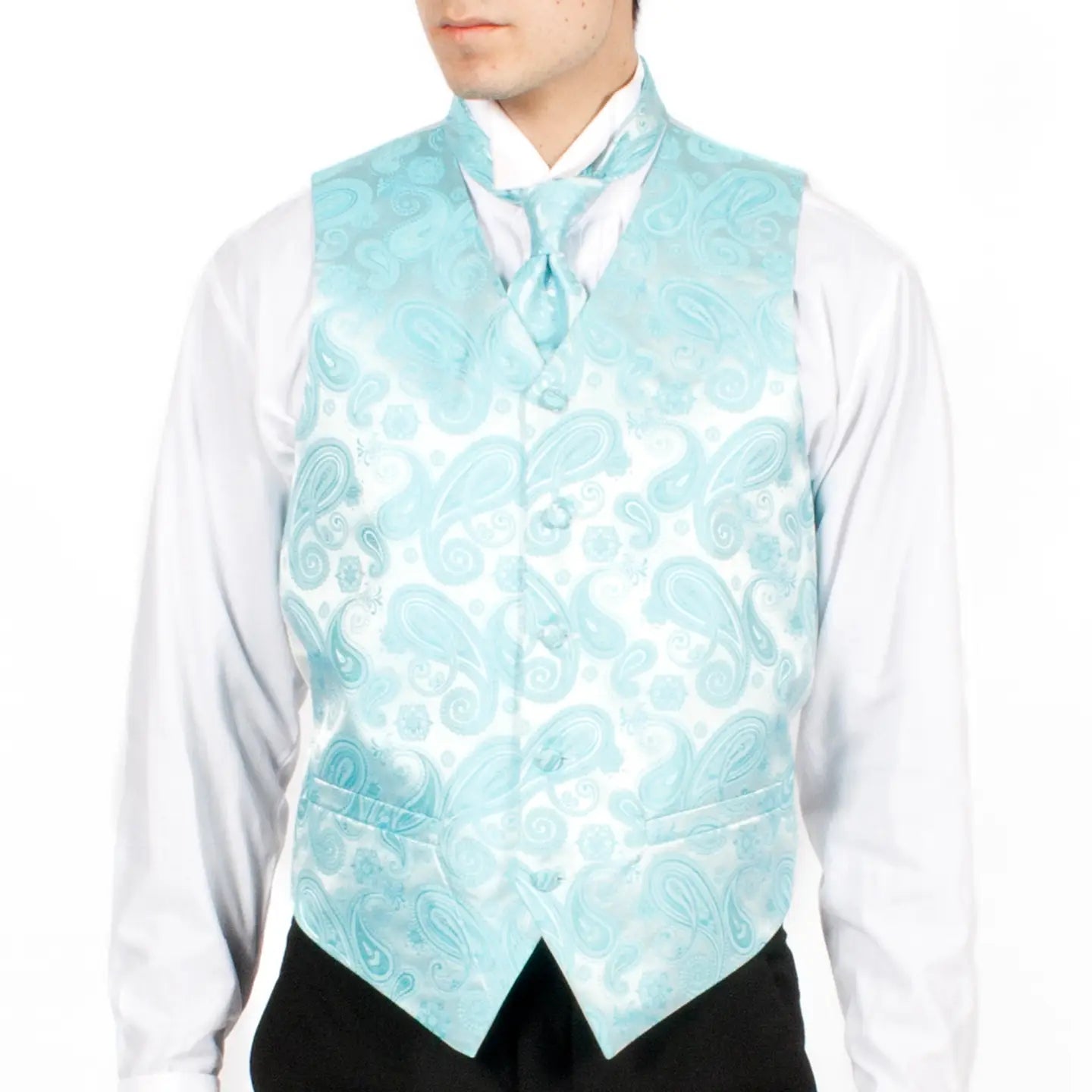 Front Button Closure Paisley Vest Set