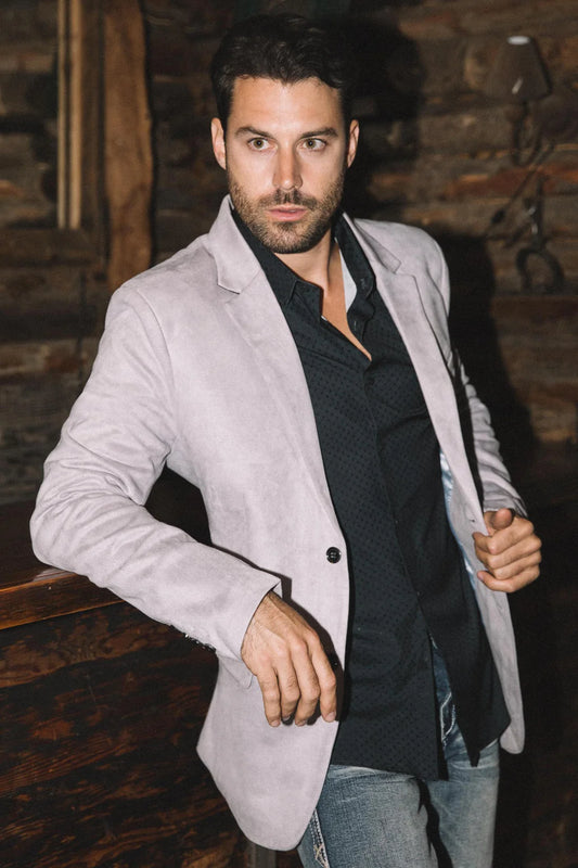 Double Button Faux Suede Blazer