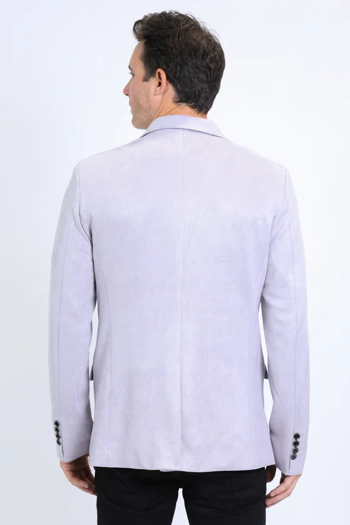 Double Button Faux Suede Blazer