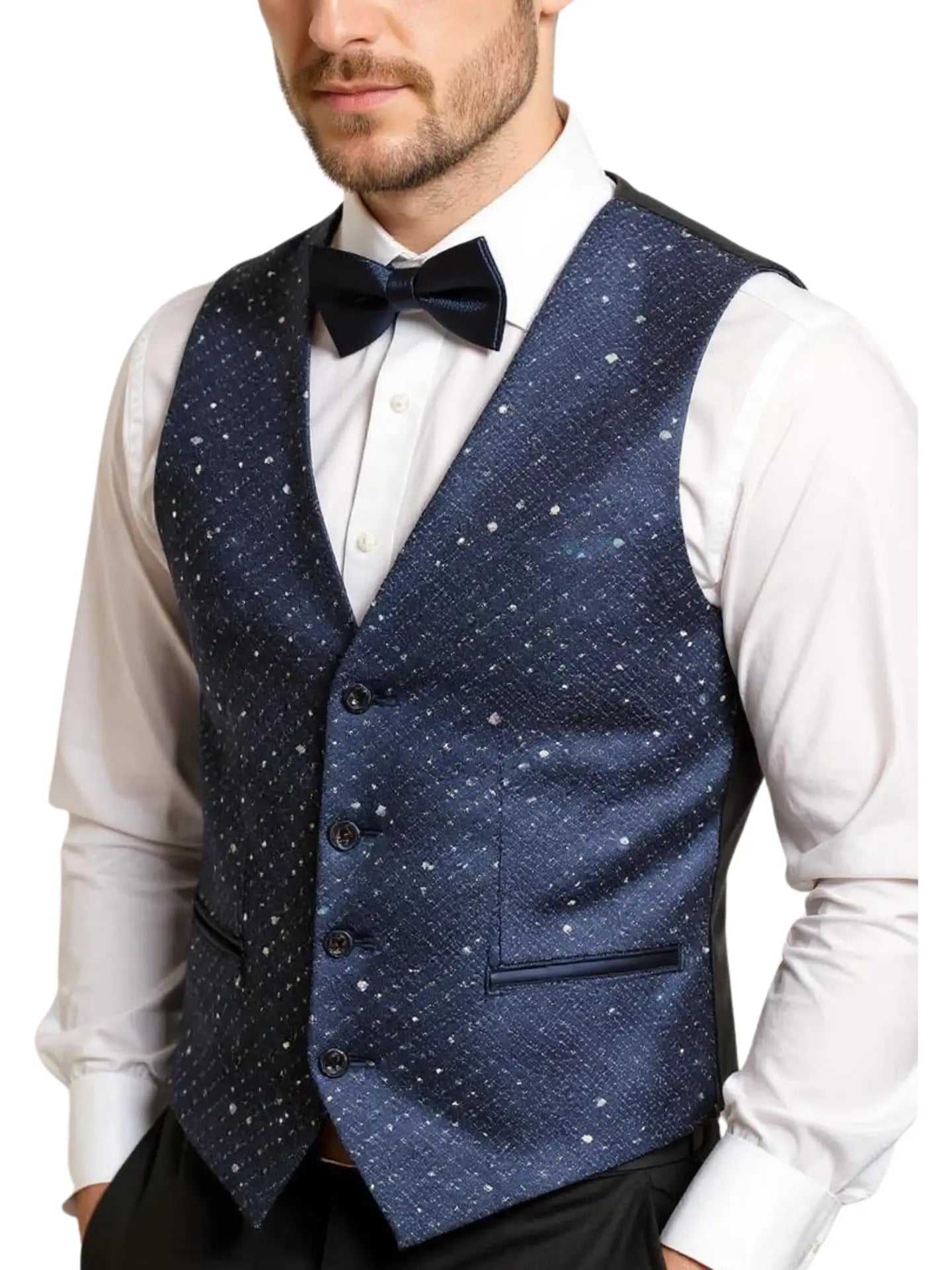 Ferricci Men's Pattern Vest X with Adjustable Back and Button Closurer