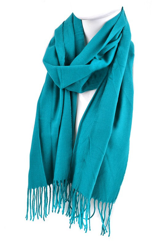 Unisex Solid Cashmere Scarfs with Tassels