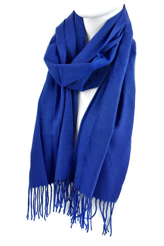 Unisex Solid Cashmere Scarfs with Tassels