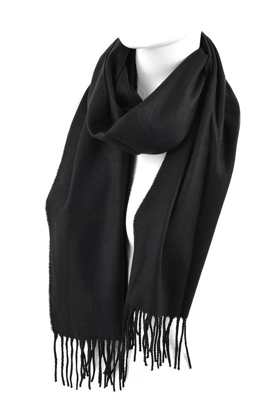 Unisex Solid Cashmere Scarfs with Tassels