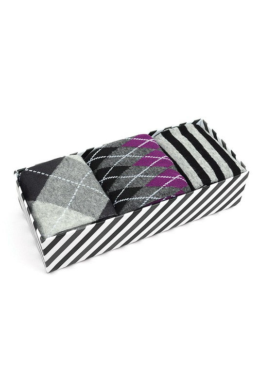 3 Piece Fancy Multi Colored Sock Set