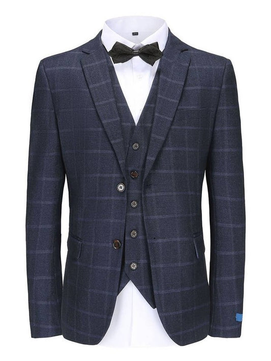 Slim Fit 3 Piece Plaid Suit