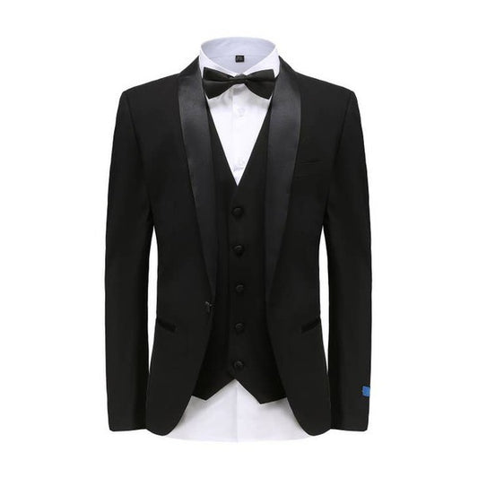 Long European Slim Fit Long Sleeve Tuxedo Jacket with Button Front Closure