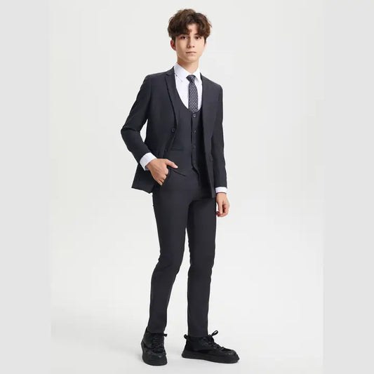Boys Stacy Adams 5 Piece Slim Fit Suit, Includes Jacket, Pants, Vest, Tie and Dress Shirt