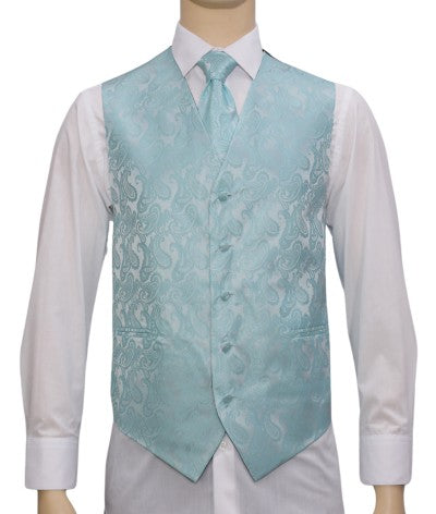 3 PC Men's Button Down Microfiber Paisley Vest