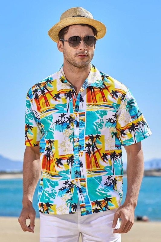Short Sleeve Dailey Casual Print Button Down Shirt