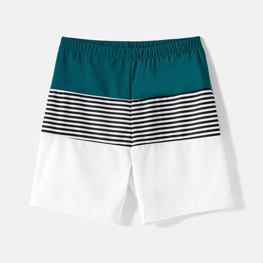 Stripe and Block Print Swim Shorts