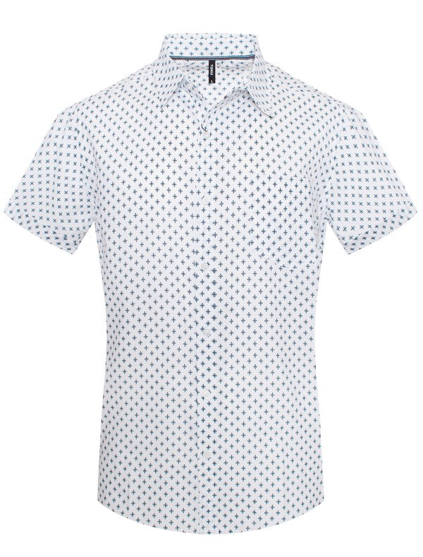 Short Sleeve Print Button Down Shirt