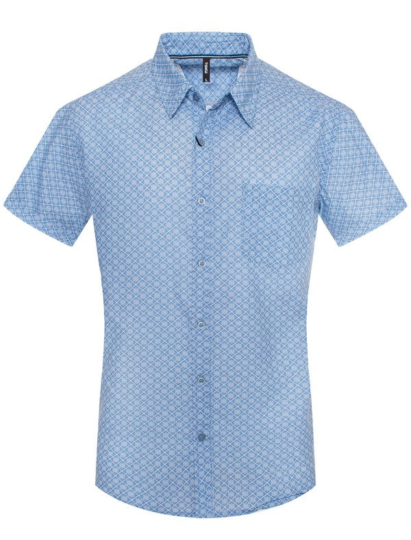 Short Sleeve Print Button Down Shirt