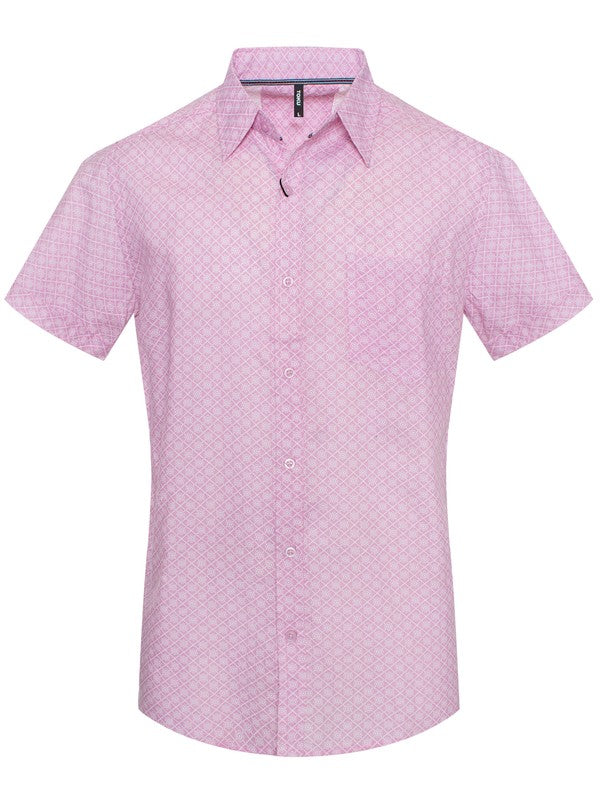 Short Sleeve Print Button Down Shirt