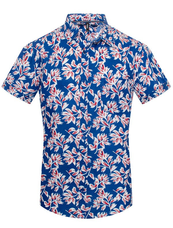 Short Sleeve Print Button Down Shirt