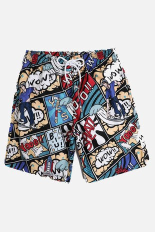 Breathable Quick Dry Print Swim Trunks with Elastic Waist