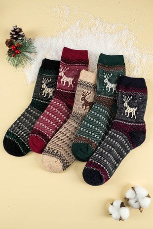 5 Piece Christmas Soft Crew Socks