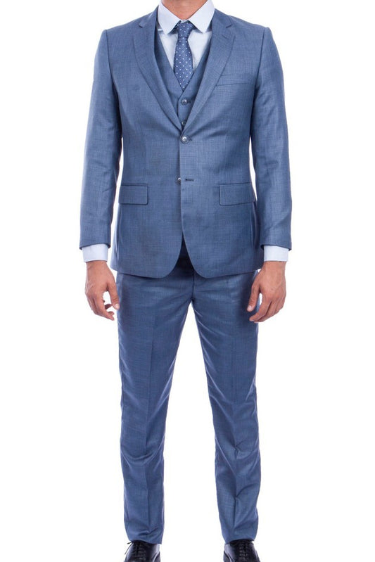 Regular Slim Fit Sharkskin Dress Suit Jacket with Front Button Closure