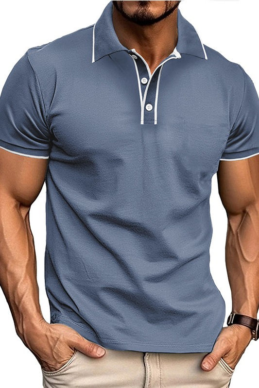 Short Sleeve Polo Shirt with Sweat Absorbing and Breathable Texture
