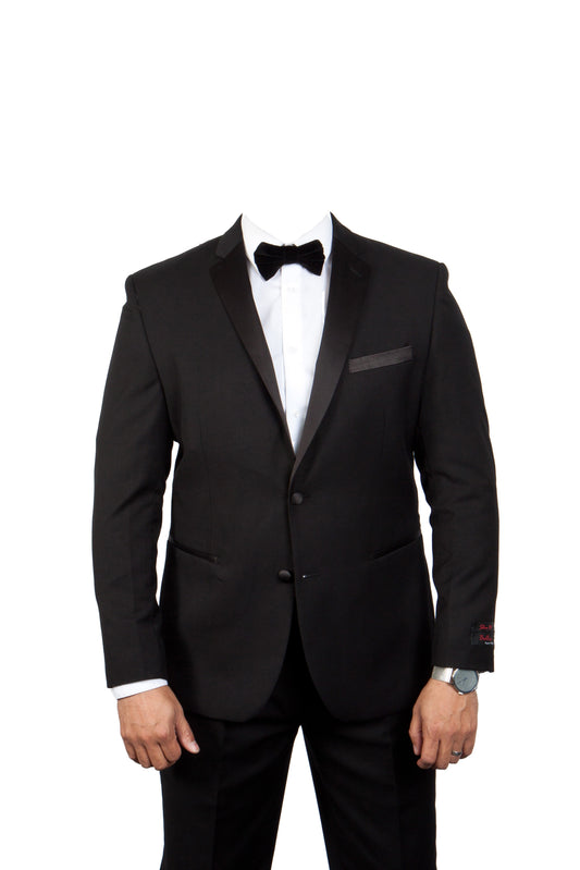 Regular Fit Men's Slim Fit Tuxedo Jacket with Satin Label and Two Button Closure
