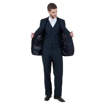 Classic Fit Pinstripe Suit Vest with Front Button Closure