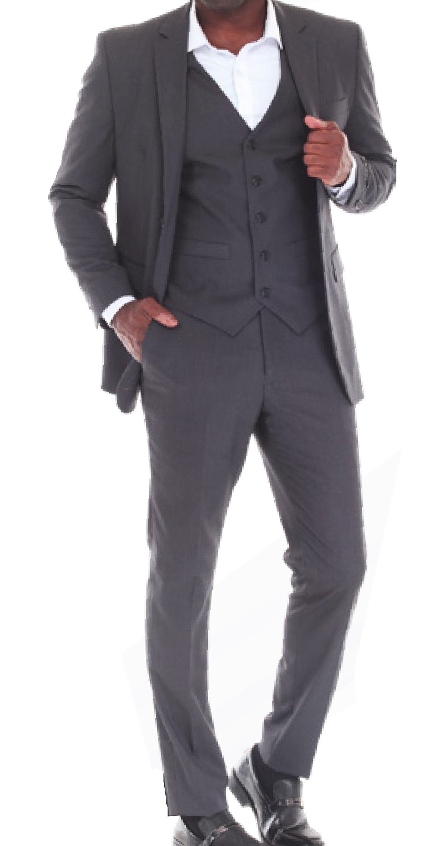 Short Stretch Slim Fit Men's Flat Front Suit Pants