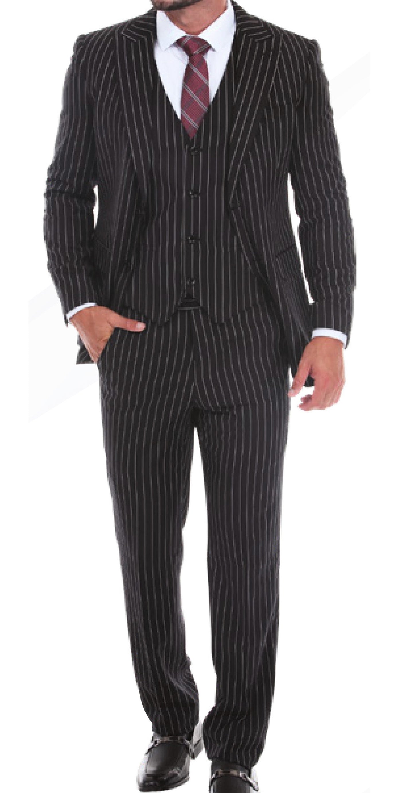Men's Pinstriped Button Down Dress Vest
